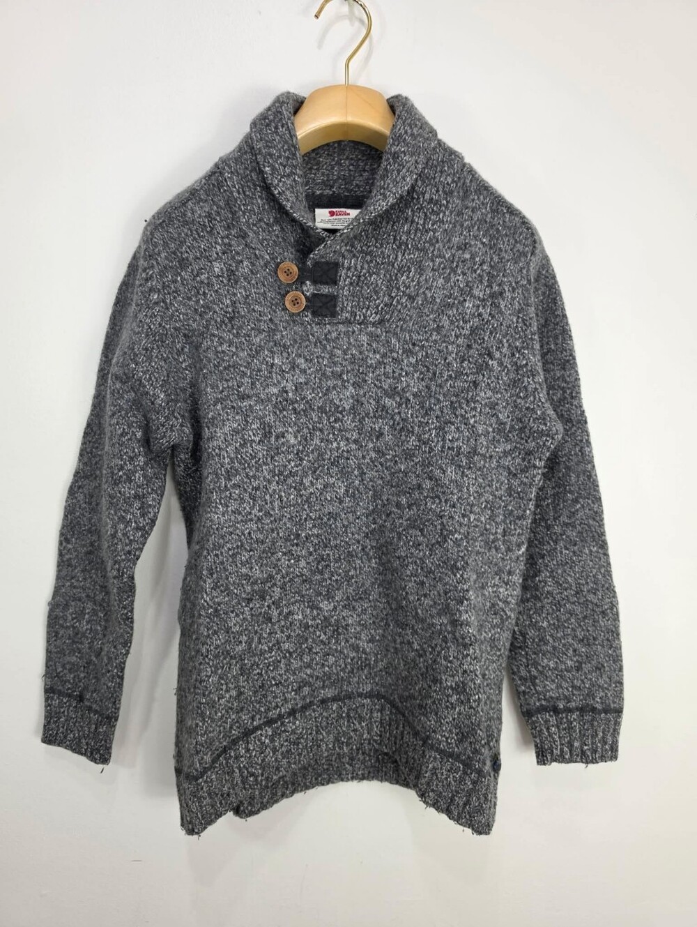 Fjallraven Lada Sweater Wool Shawl Collar Knit Pullover Mens M